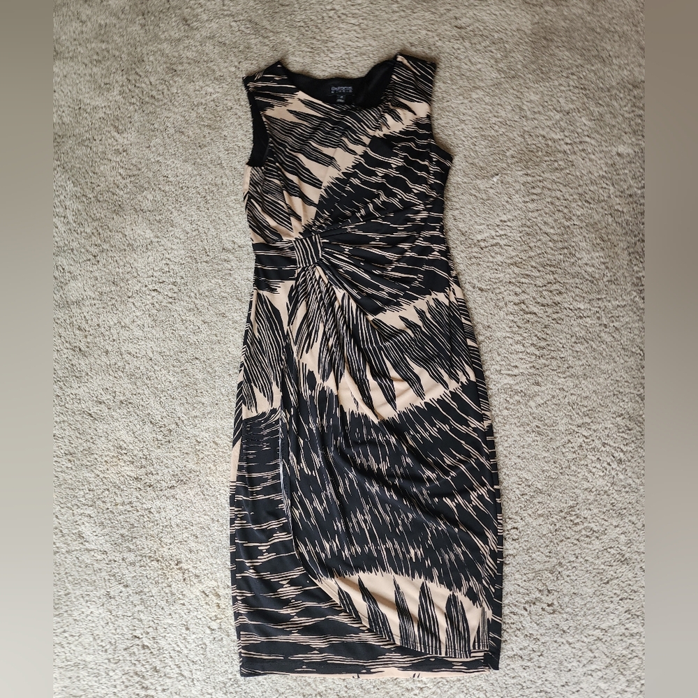 Enfocus Studio Black and Tan Patterned Dress